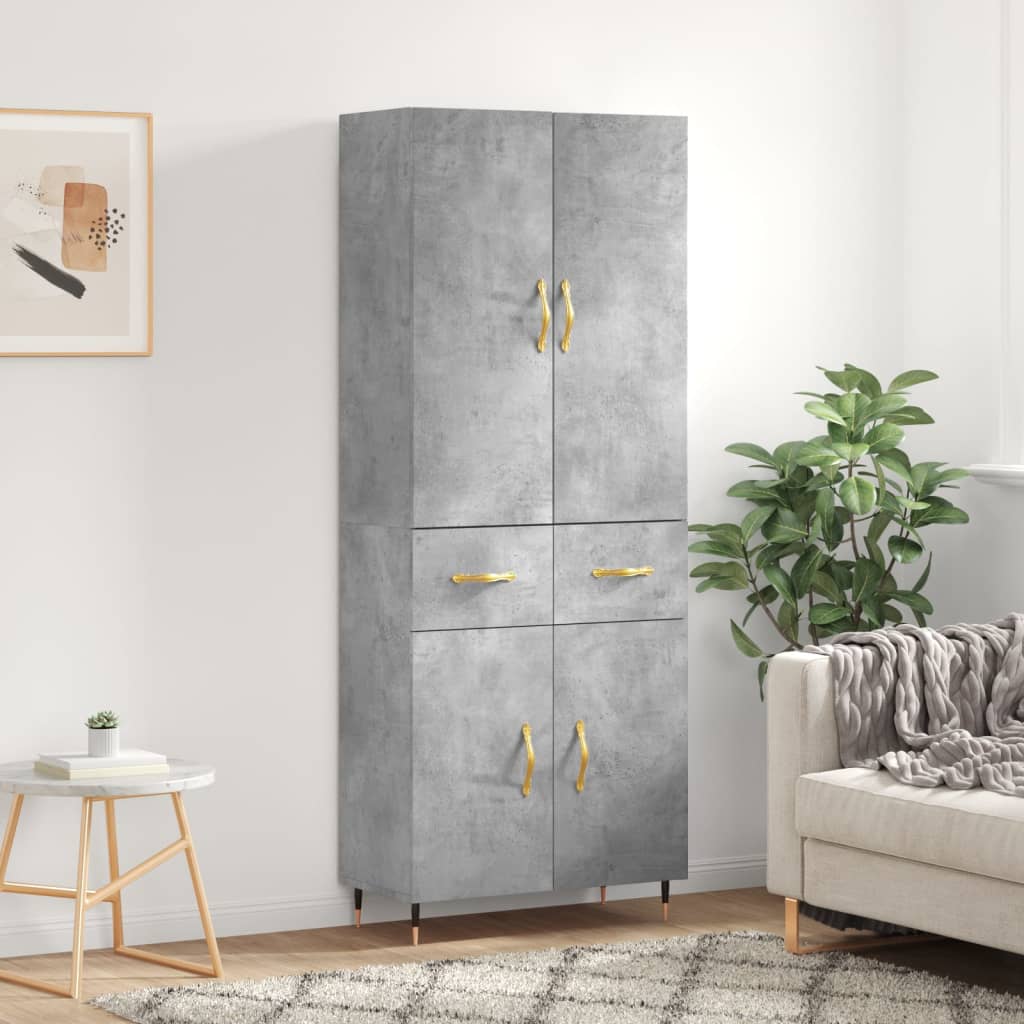 Highboard Concrete Grey 69,5x34x180 cm Engineered Wood