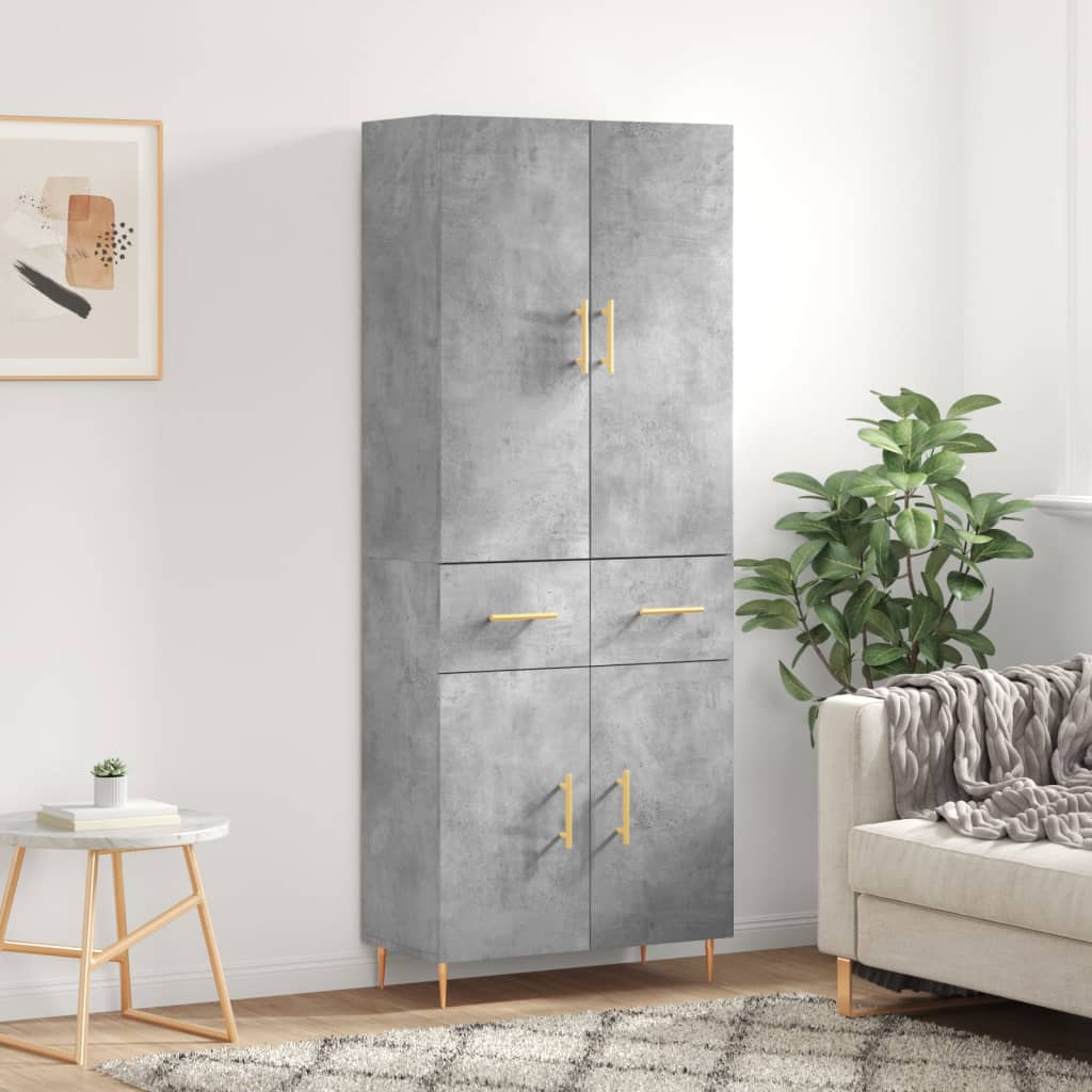 Highboard Concrete Grey 69,5x34x180 cm Engineered Wood