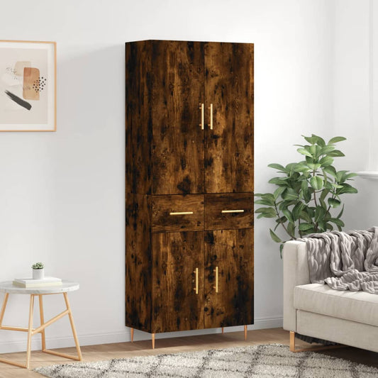Highboard Smoked Oak 69,5x34x180 cm Engineered Wood