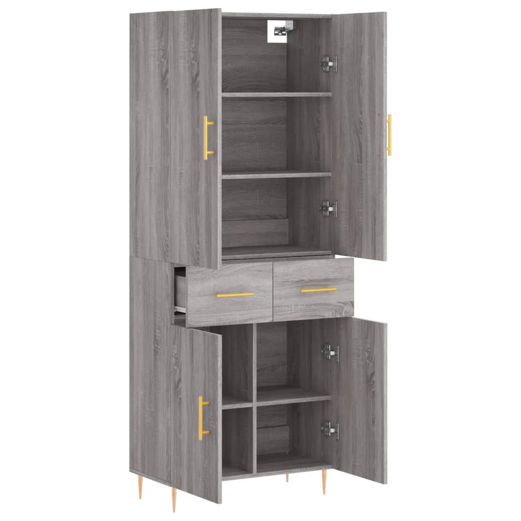 Highboard Grey Sonoma 69,5x34x180 cm Engineered Wood
