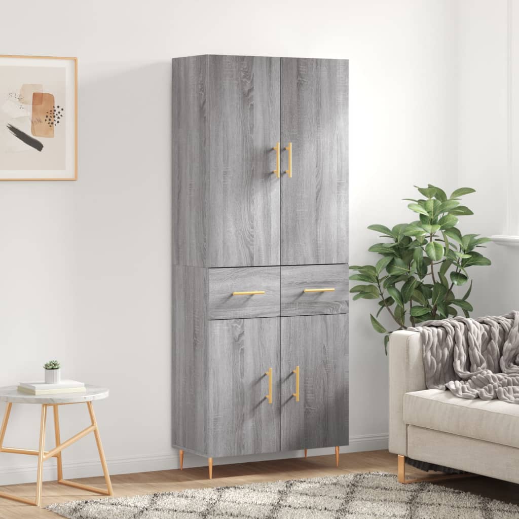 Highboard Grey Sonoma 69,5x34x180 cm Engineered Wood