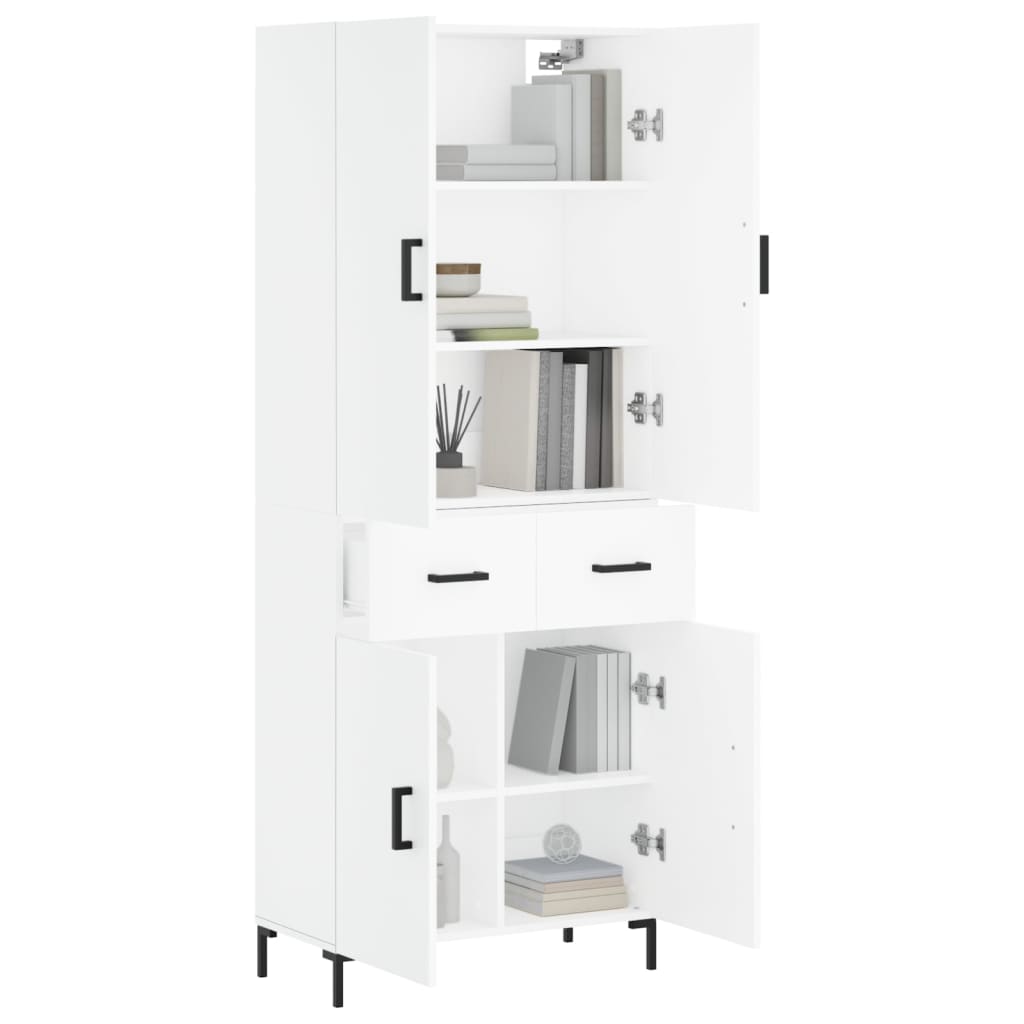 Highboard White 69.5x34x180 cm Engineered Wood
