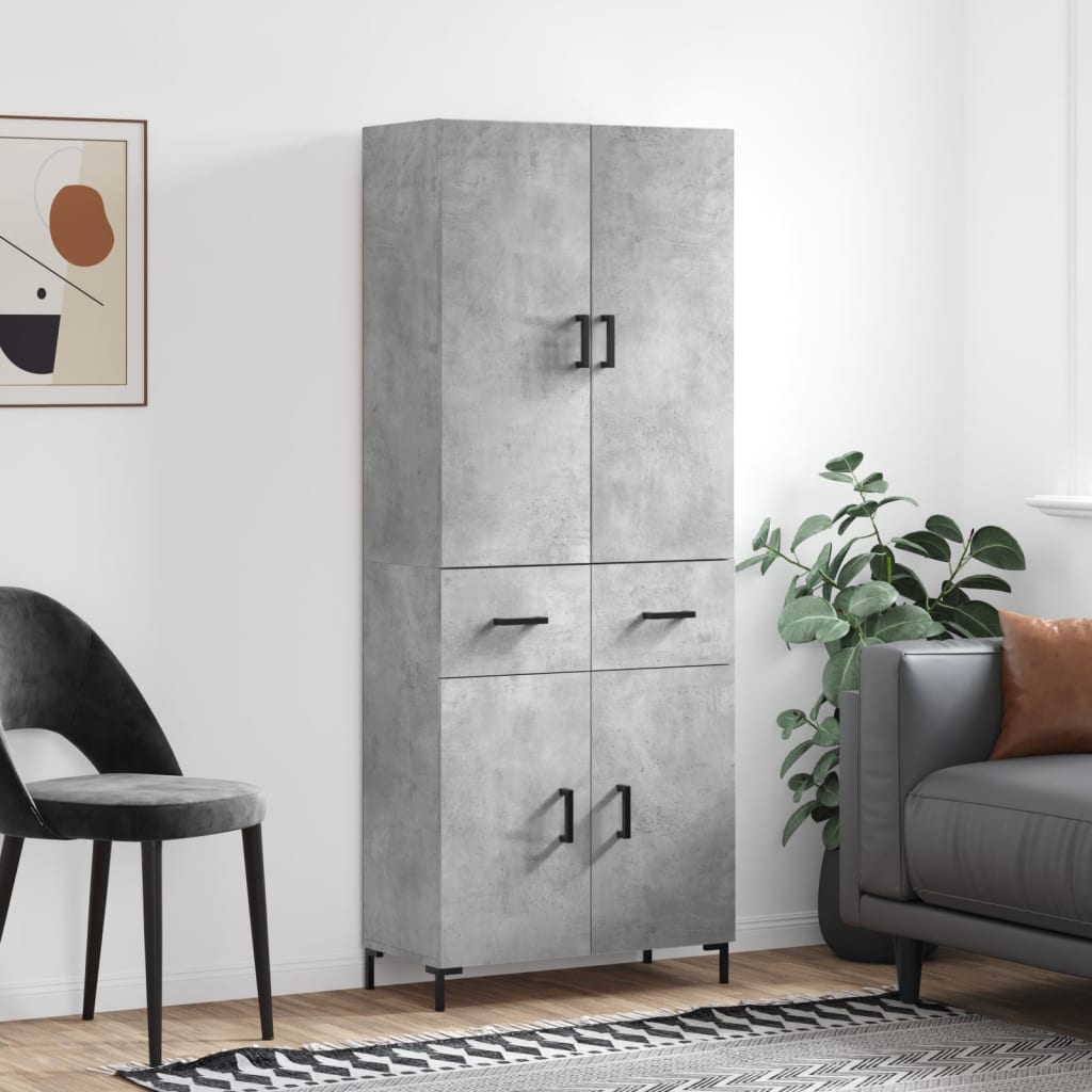 Highboard Concrete Grey 69,5x34x180 cm Engineered Wood
