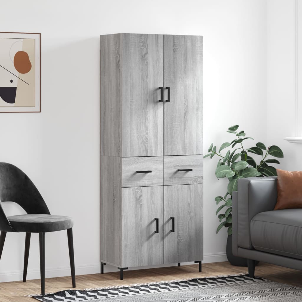 Highboard Grey Sonoma 69.5x34x180 cm Engineered Wood