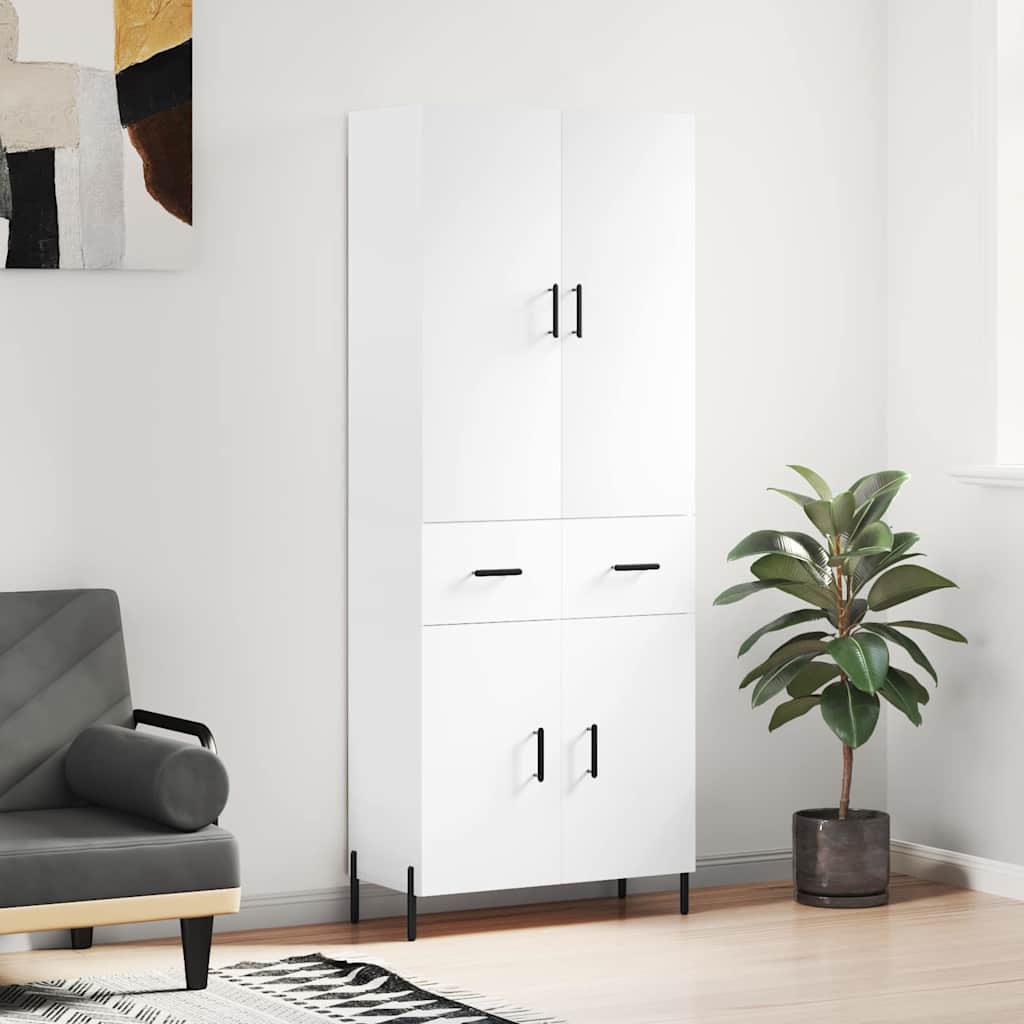 Highboard White 69,5x34x180 cm Engineered Wood
