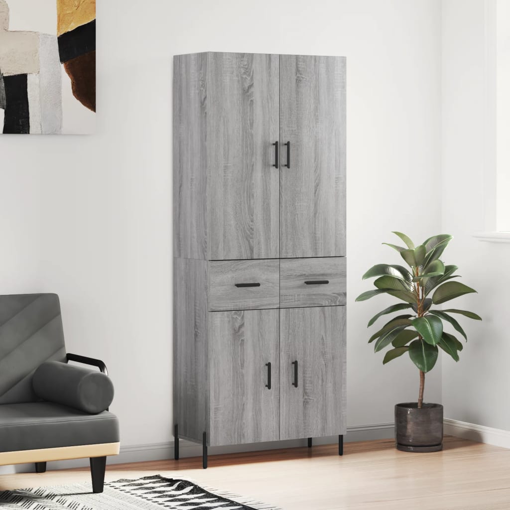 Highboard Grey Sonoma 69,5x34x180 cm Engineered Wood