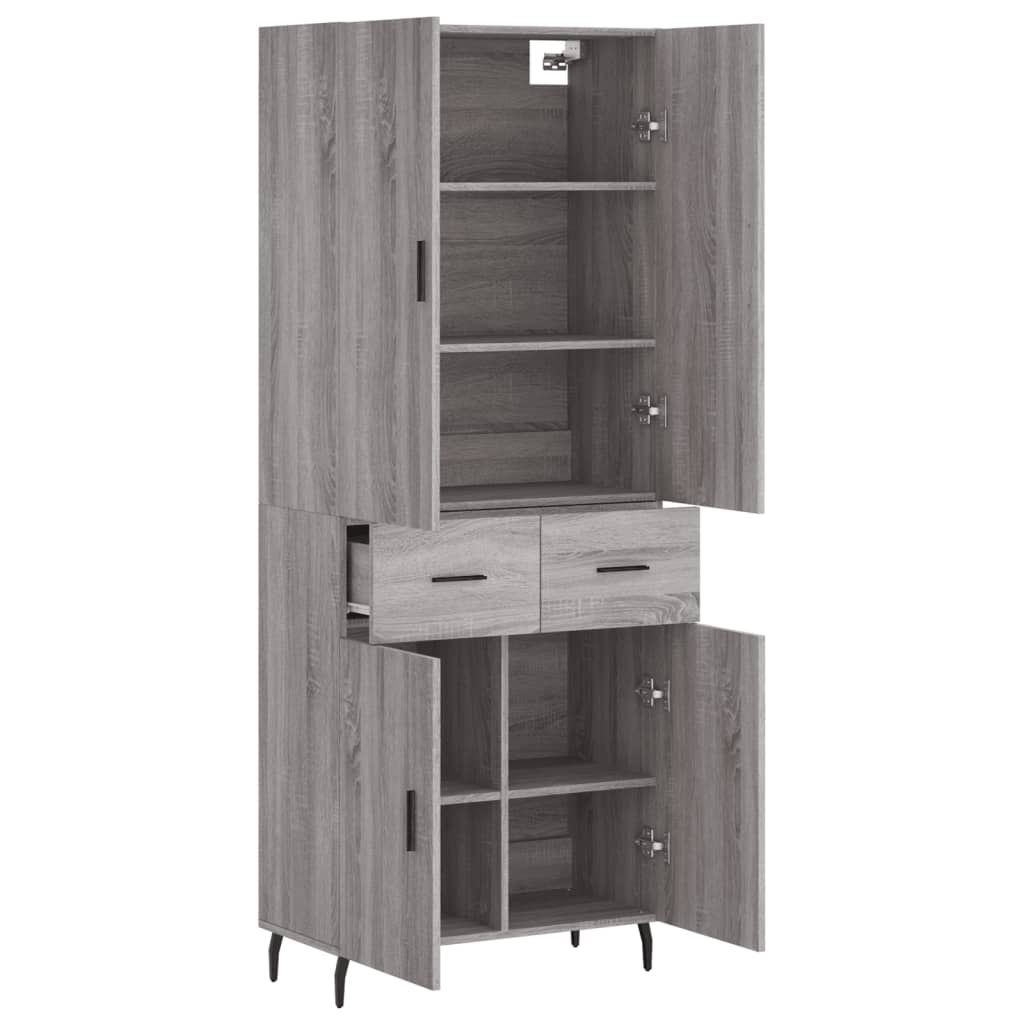 Highboard Grey Sonoma 69,5x34x180 cm Engineered Wood