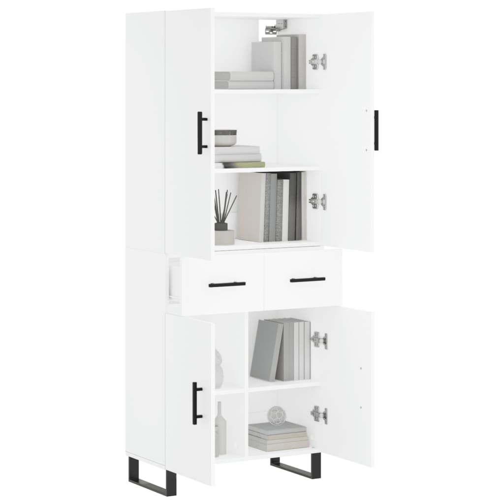Highboard White 69,5x34x180 cm Engineered Wood