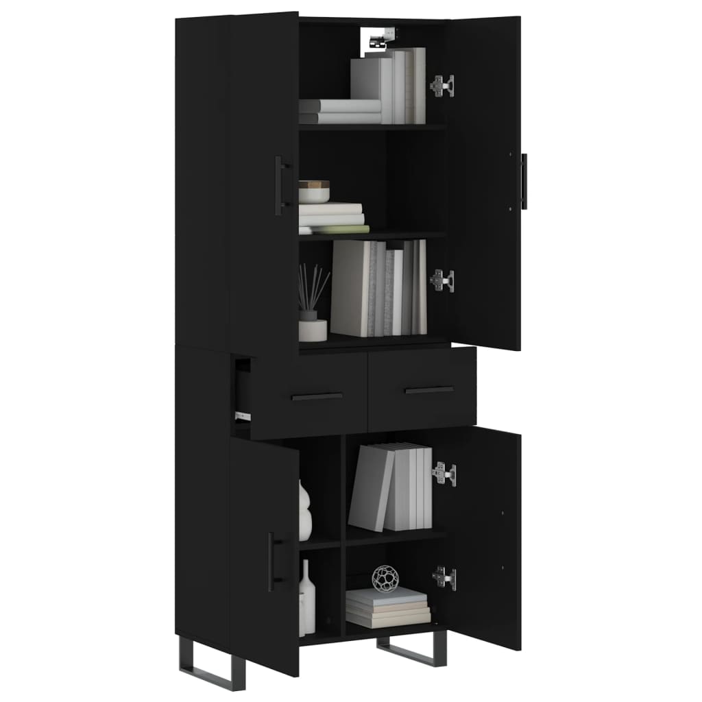 vidaXL Highboard Black 69.5x34x180 cm Engineered Wood