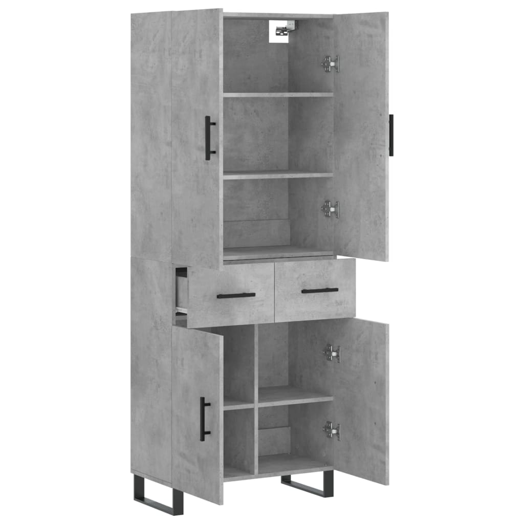 Highboard Concrete Grey 69.5x34x180 cm Engineered Wood