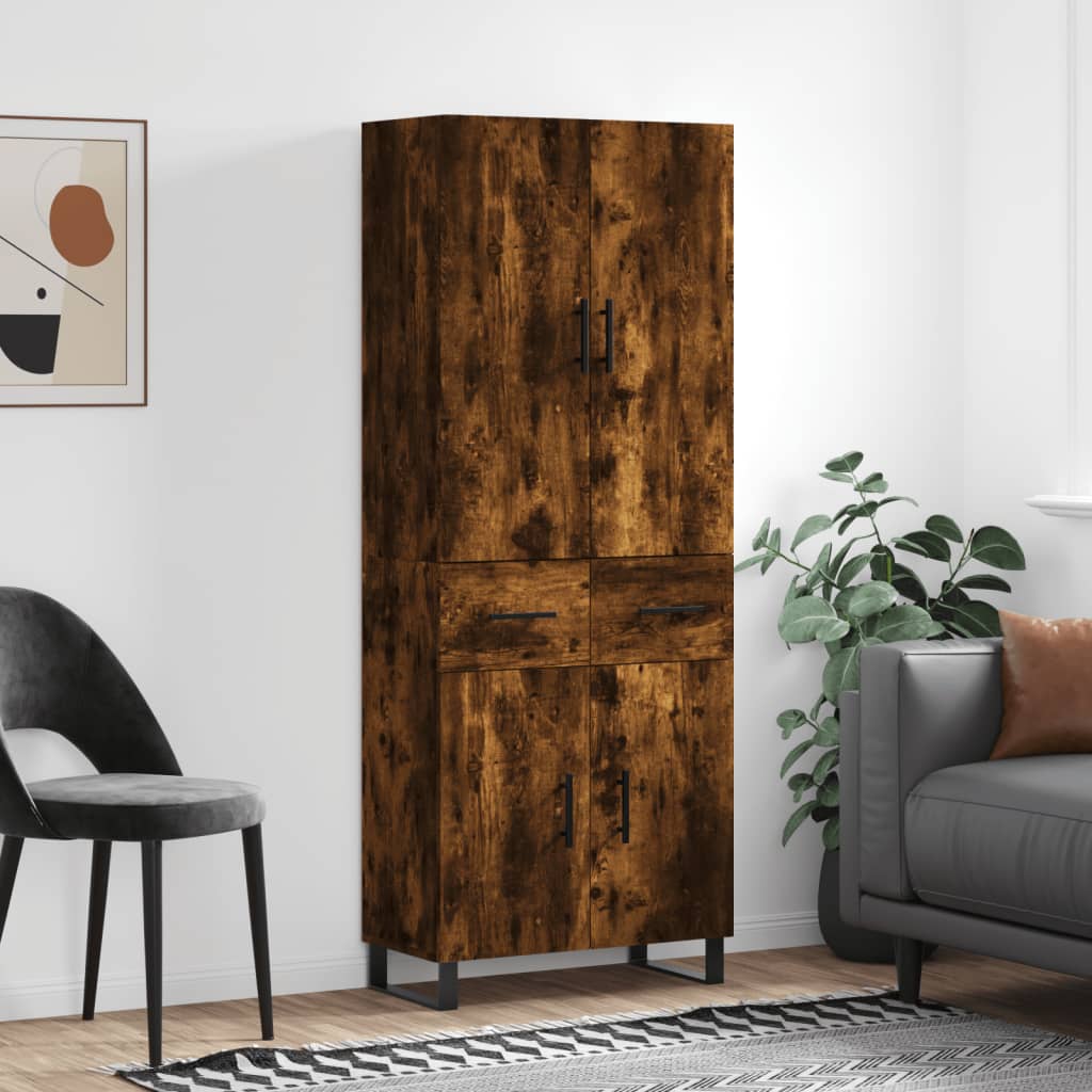 Highboard Smoked Oak 69.5x34x180 cm Engineered Wood