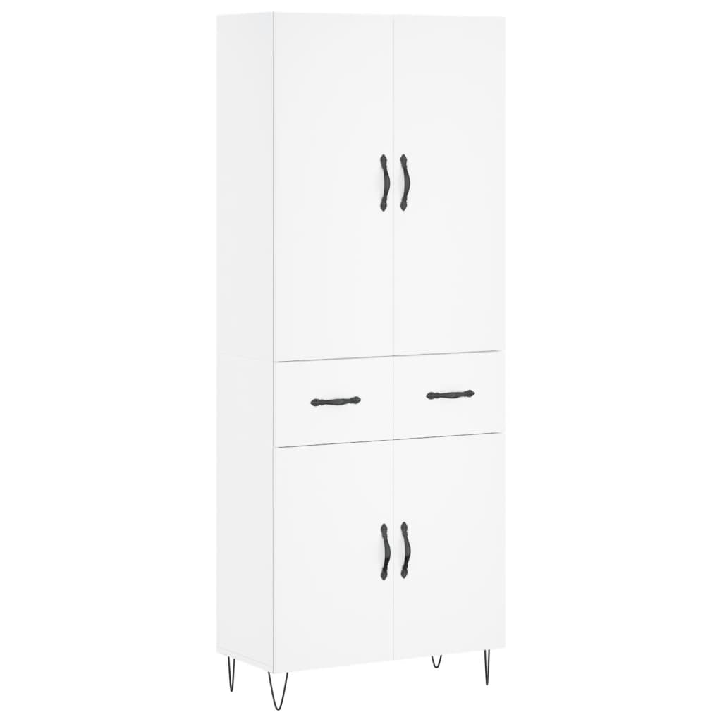 Highboard White 69,5x34x180 cm Engineered Wood