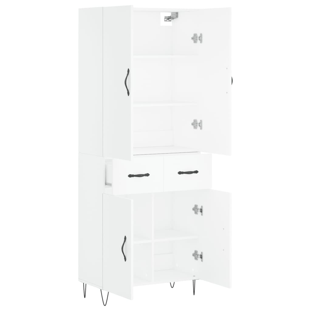 Highboard White 69,5x34x180 cm Engineered Wood