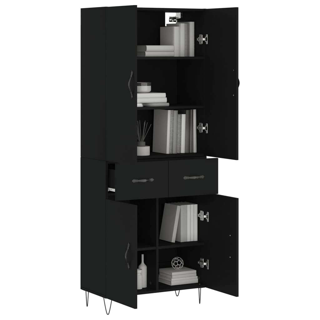 vidaXL Highboard Black 69.5x34x180 cm Engineered Wood