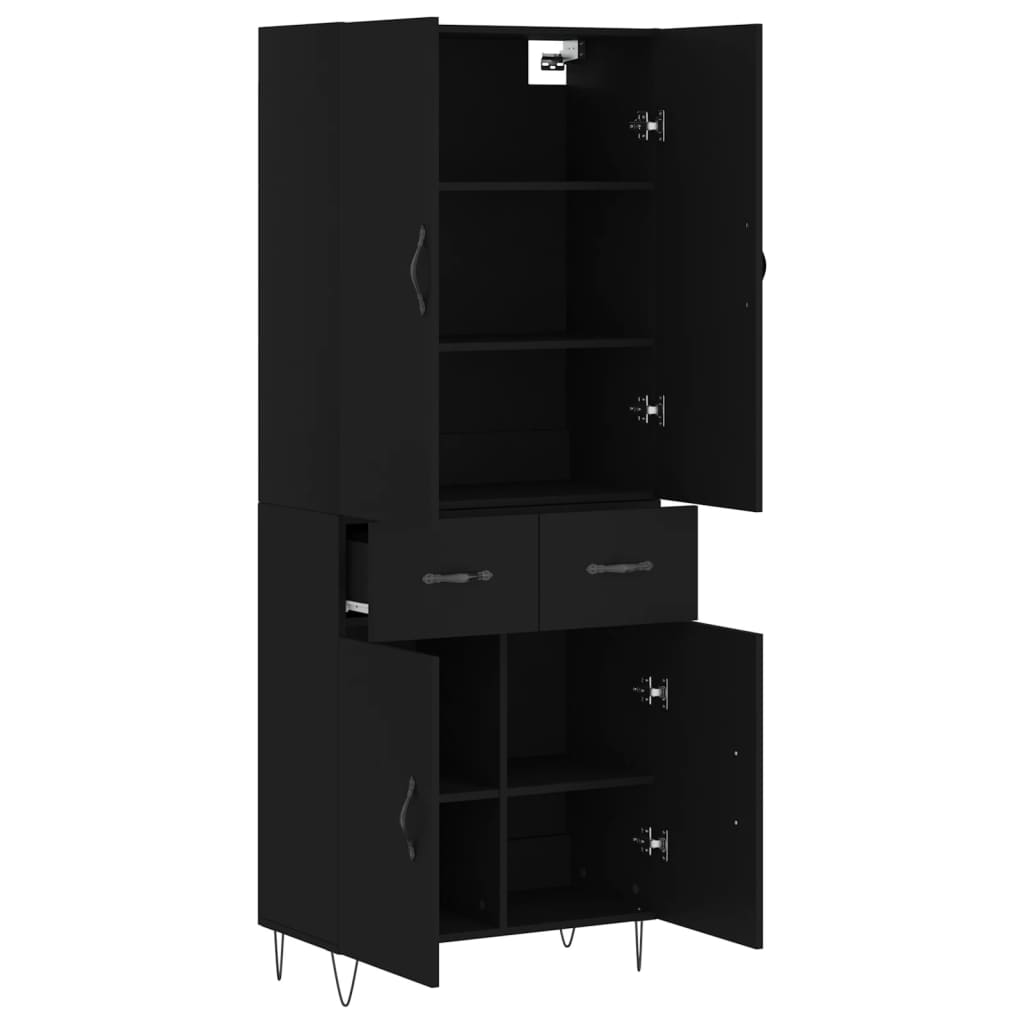 vidaXL Highboard Black 69.5x34x180 cm Engineered Wood