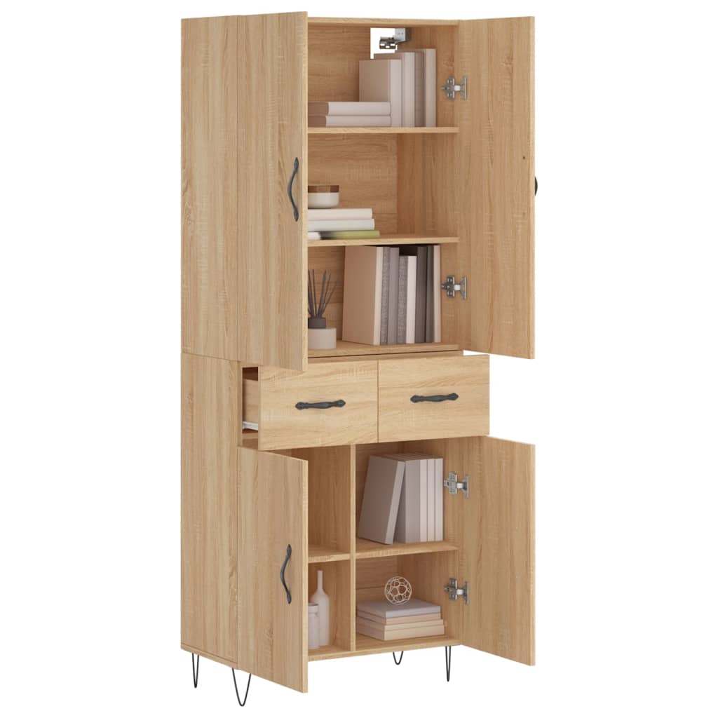 vidaXL Highboard Sonoma Oak 69.5x34x180 cm Engineered Wood