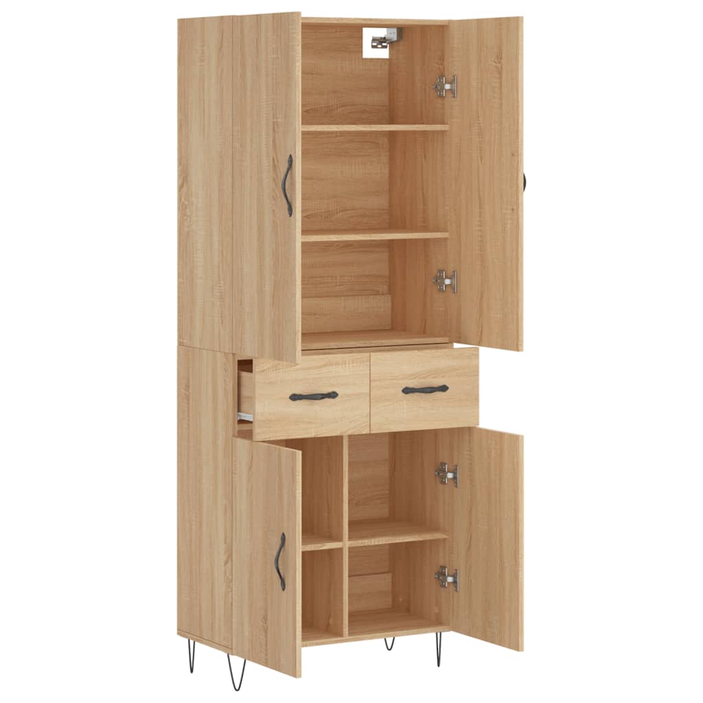 vidaXL Highboard Sonoma Oak 69.5x34x180 cm Engineered Wood