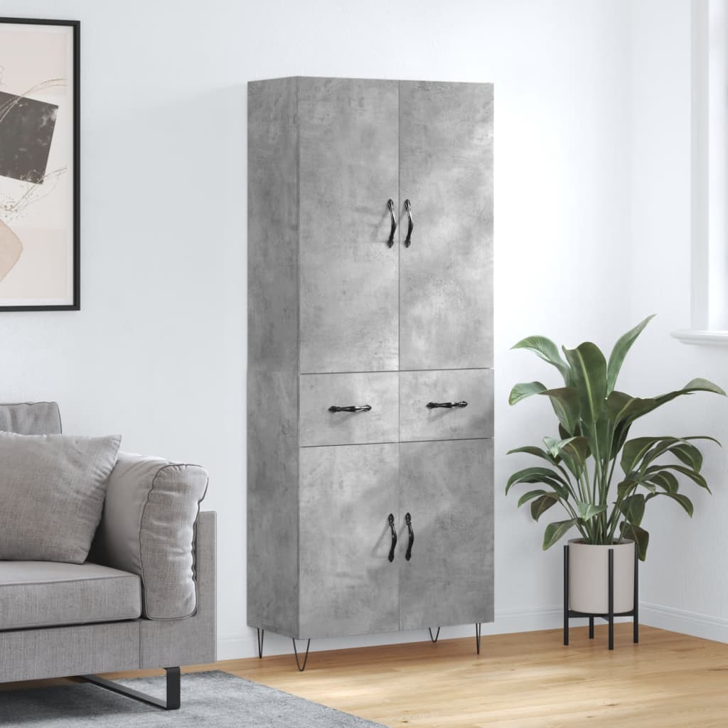Highboard Concrete Grey 69,5x34x180 cm Engineered Wood