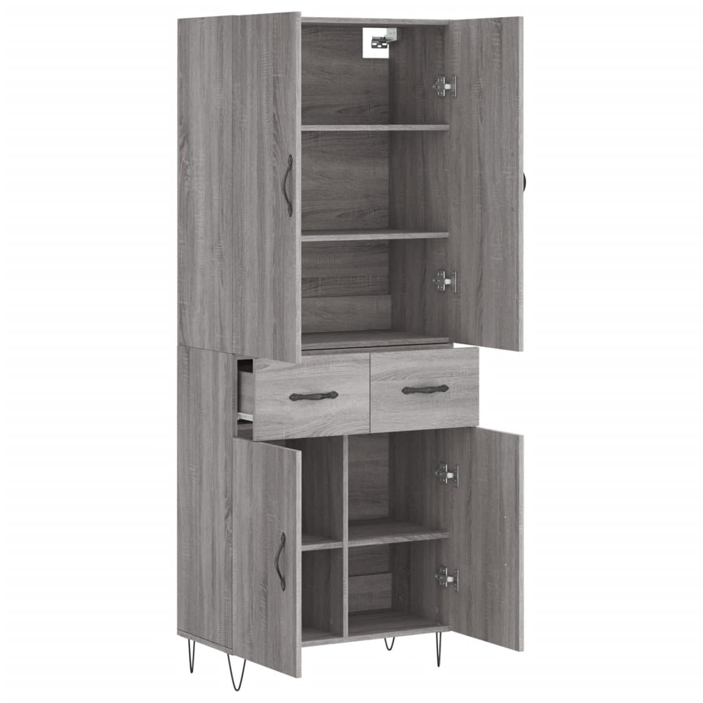 Highboard Grey Sonoma 69,5x34x180 cm Engineered Wood