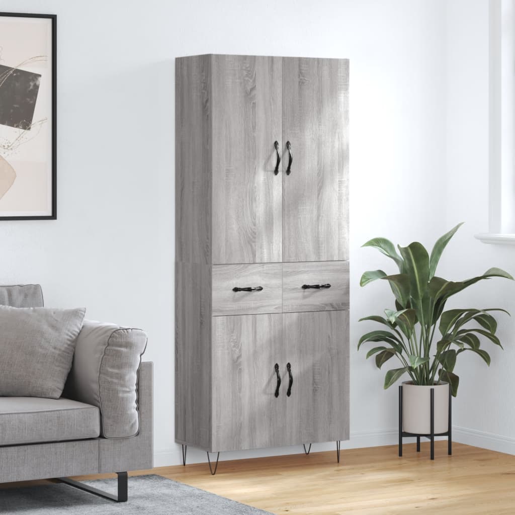 Highboard Grey Sonoma 69,5x34x180 cm Engineered Wood