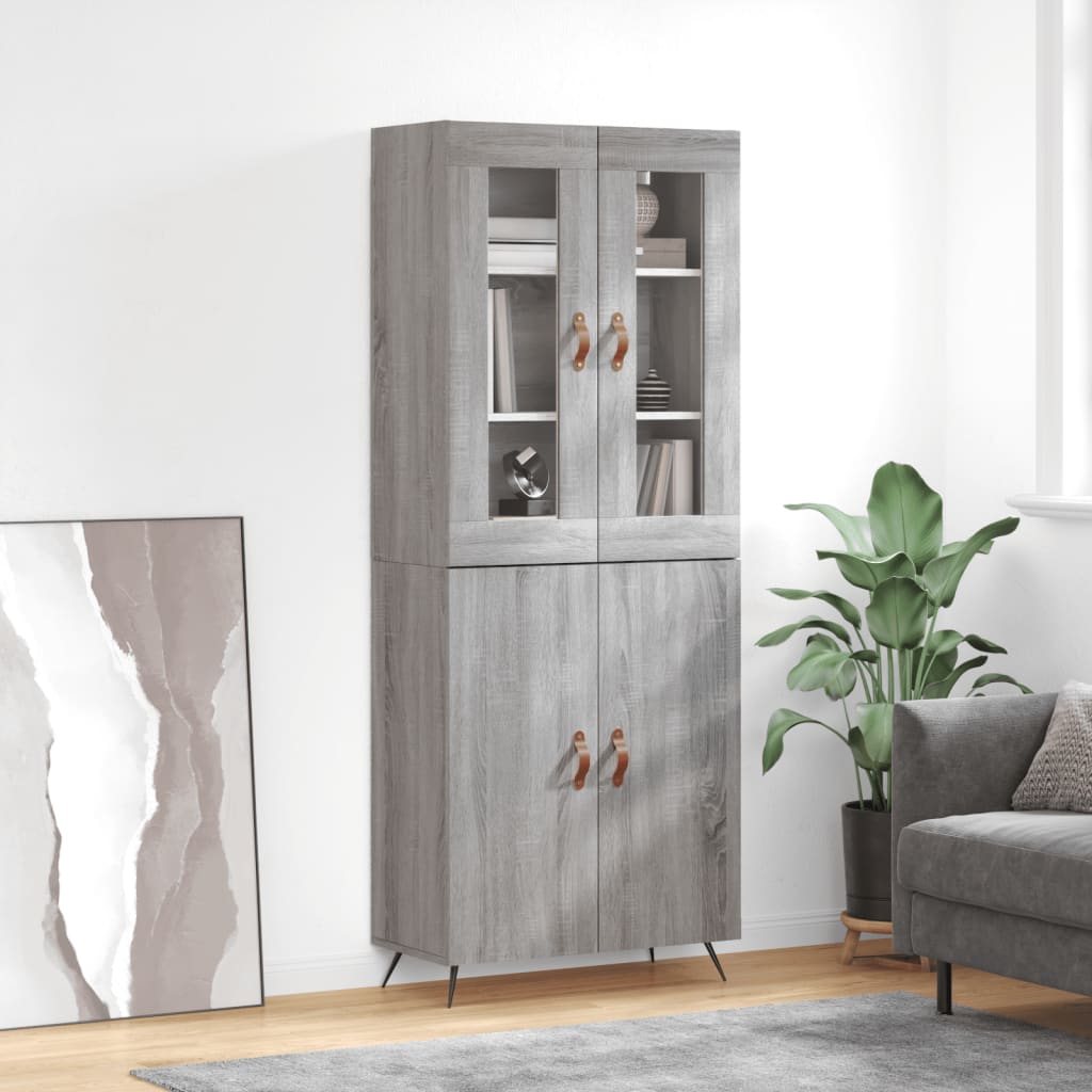 Highboard Grey Sonoma 69,5x34x180 cm Engineered Wood