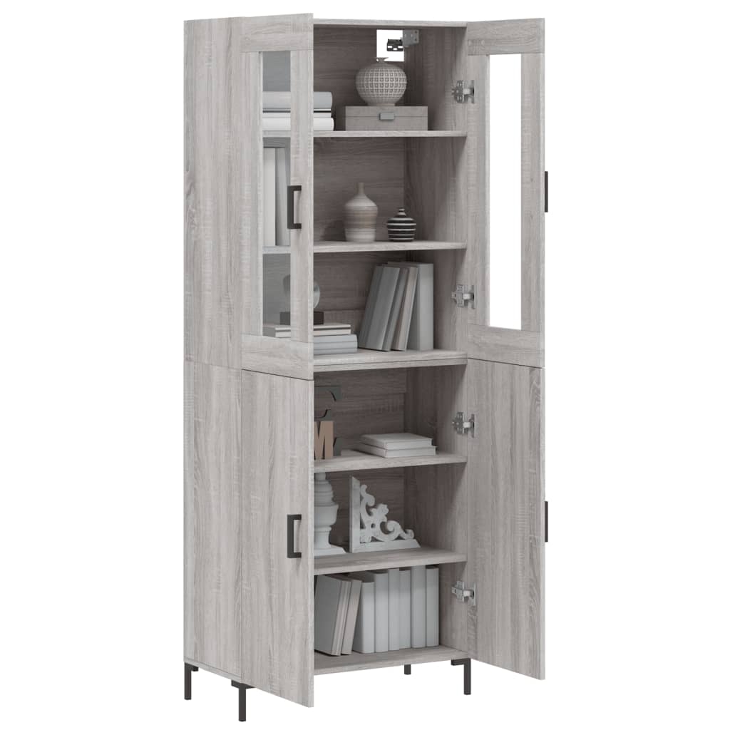 vidaXL Highboard Grey Sonoma 69.5x34x180 cm Engineered Wood