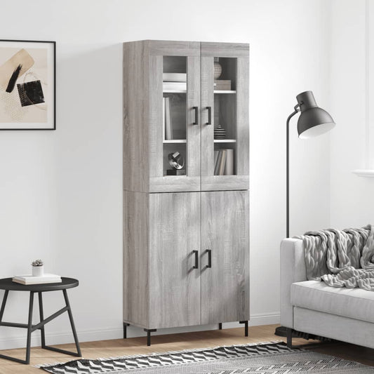 vidaXL Highboard Grey Sonoma 69.5x34x180 cm Engineered Wood