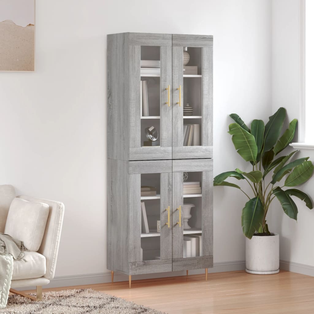 vidaXL Highboard Grey Sonoma 69.5x34x180 cm Engineered Wood