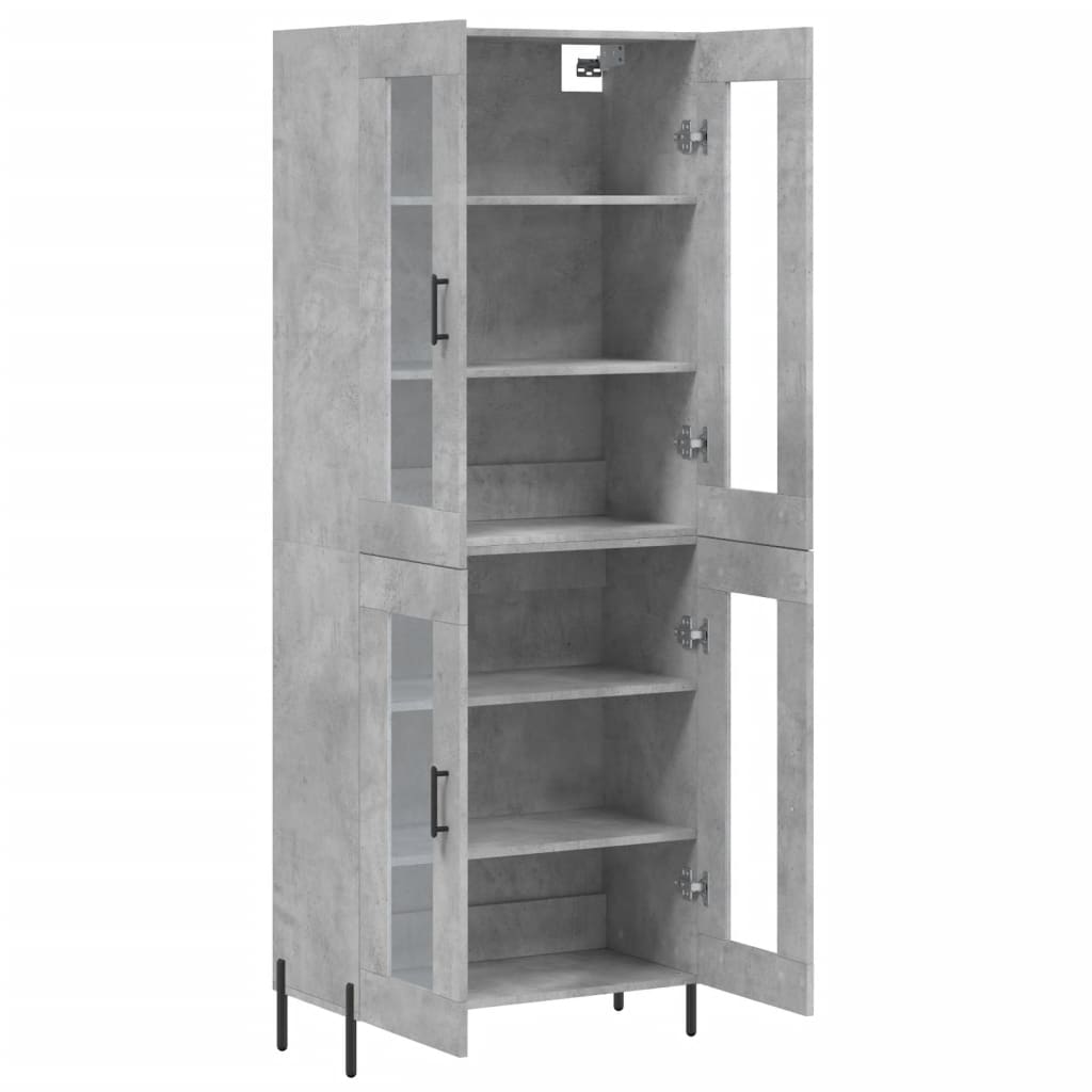 Highboard Concrete Grey 69.5x34x180 cm Engineered Wood