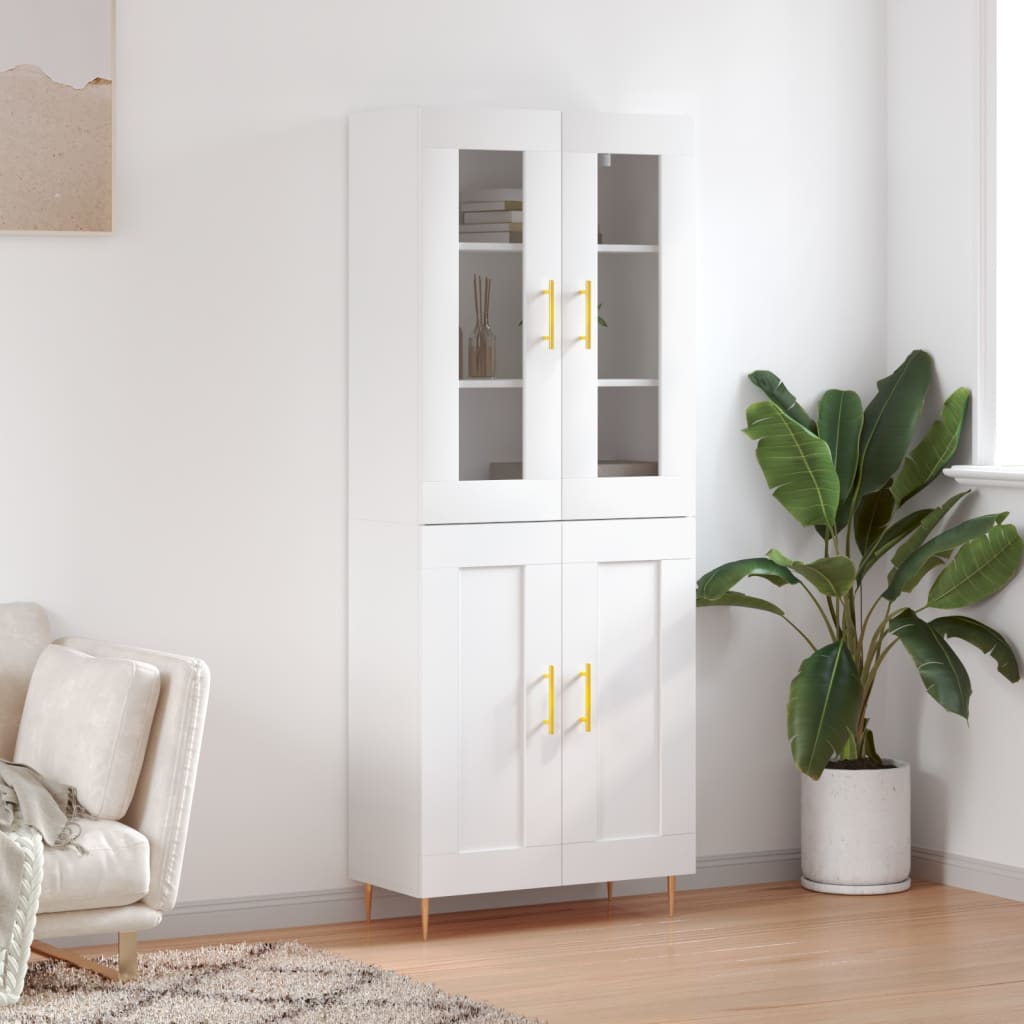 Highboard White 69.5x34x180 cm Engineered Wood