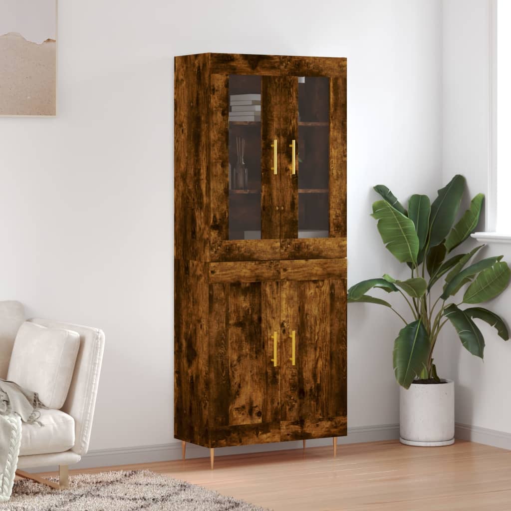 Highboard Smoked Oak 69,5x34x180 cm Engineered Wood