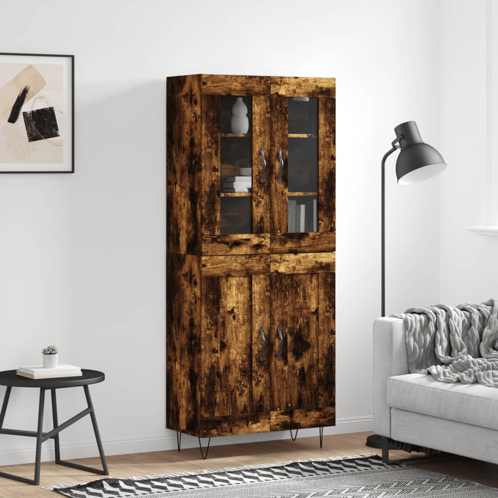 Highboard Smoked Oak 69.5x34x180 cm Engineered Wood
