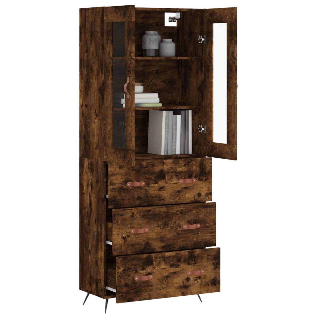 Highboard Smoked Oak 69,5x34x180 cm Engineered Wood