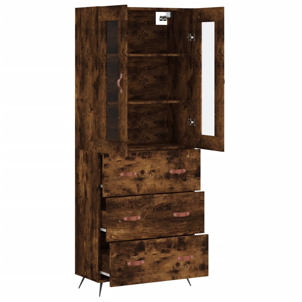 Highboard Smoked Oak 69,5x34x180 cm Engineered Wood
