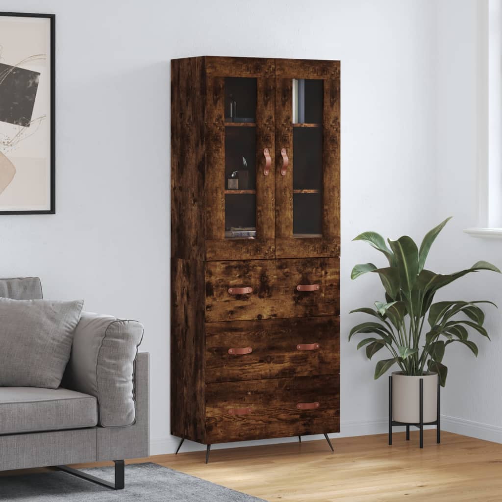 Highboard Smoked Oak 69,5x34x180 cm Engineered Wood