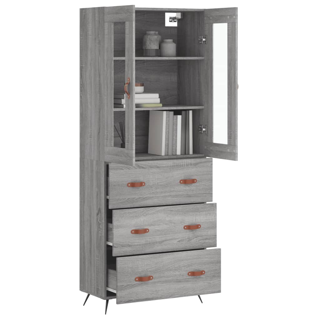Highboard Grey Sonoma 69,5x34x180 cm Engineered Wood