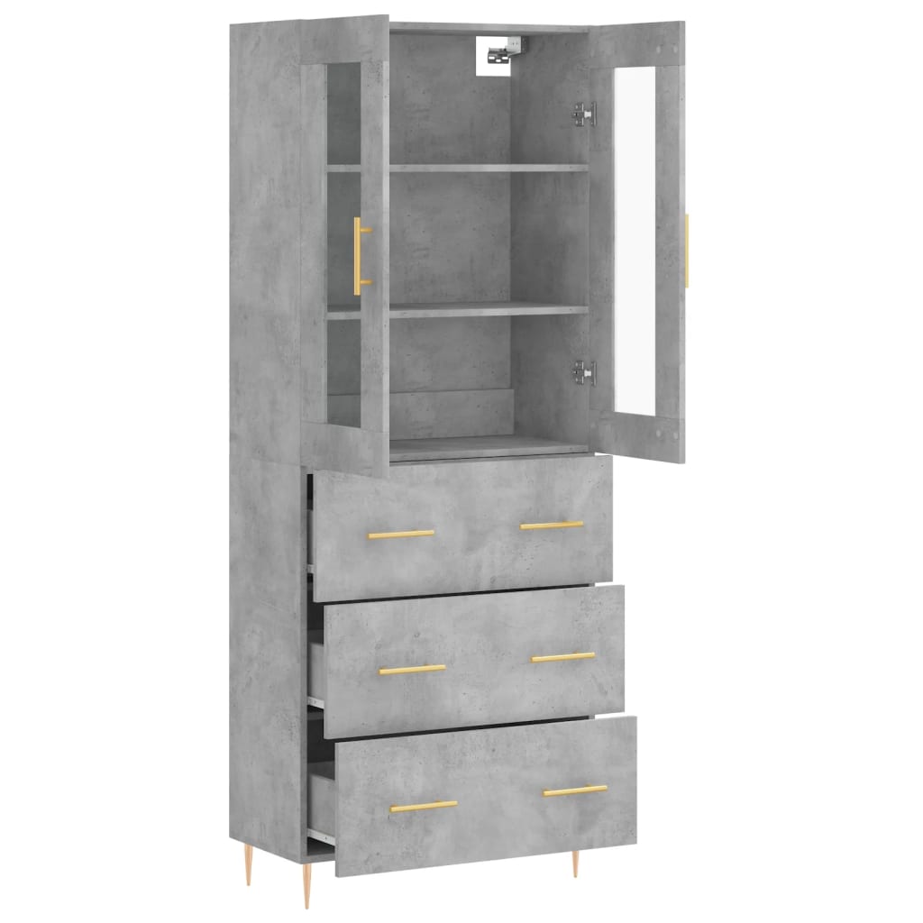 Highboard Concrete Grey 69,5x34x180 cm Engineered Wood