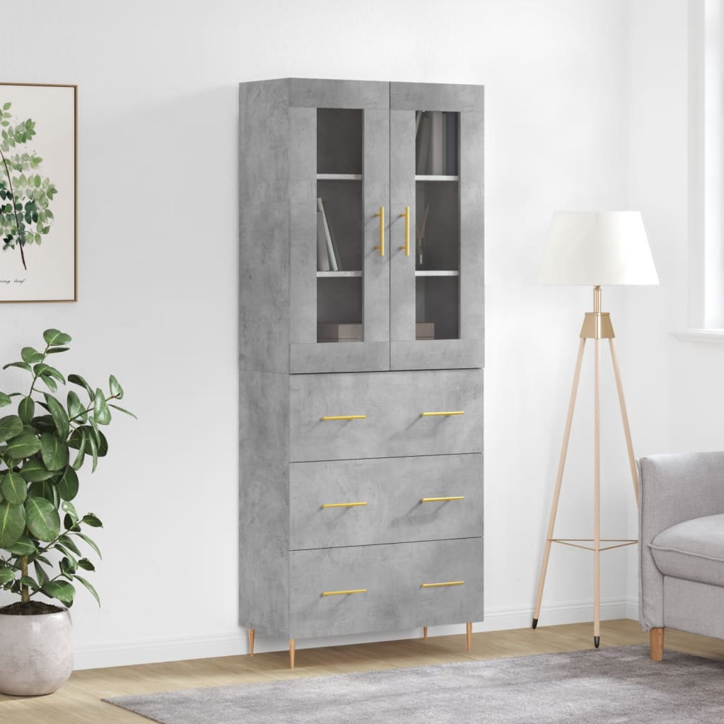 Highboard Concrete Grey 69,5x34x180 cm Engineered Wood