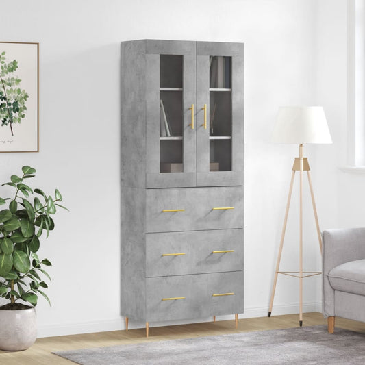Highboard Concrete Grey 69,5x34x180 cm Engineered Wood