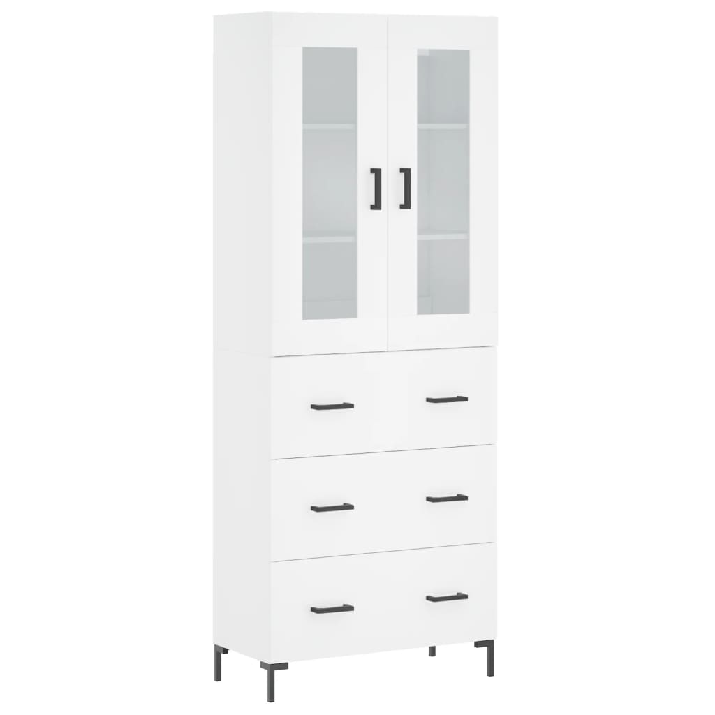 Highboard White 69,5x34x180 cm Engineered Wood