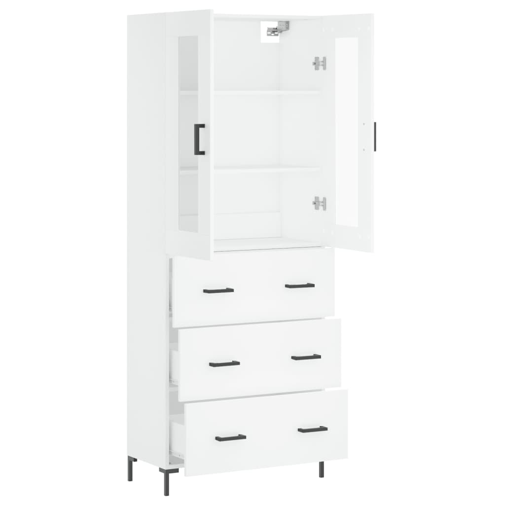 Highboard White 69,5x34x180 cm Engineered Wood