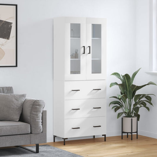 Highboard White 69,5x34x180 cm Engineered Wood