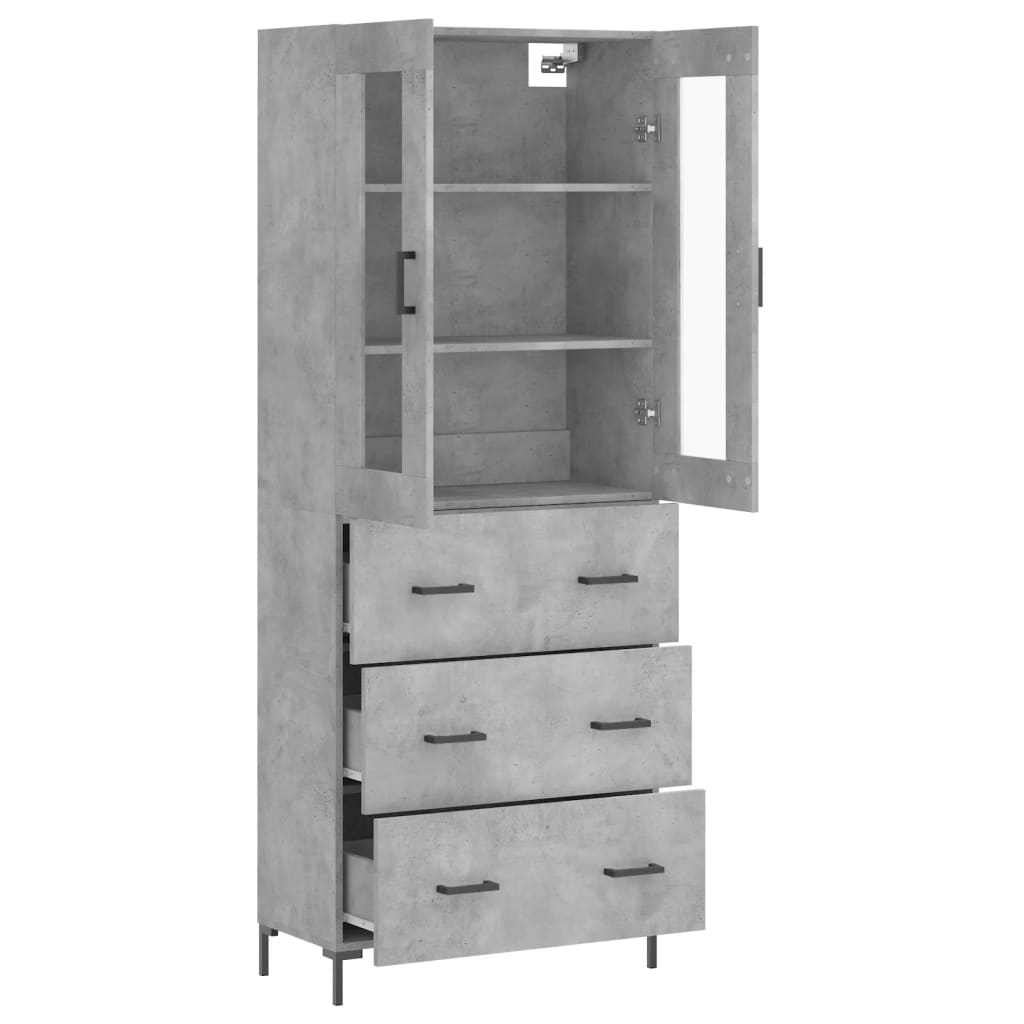 Highboard Concrete Grey 69,5x34x180 cm Engineered Wood