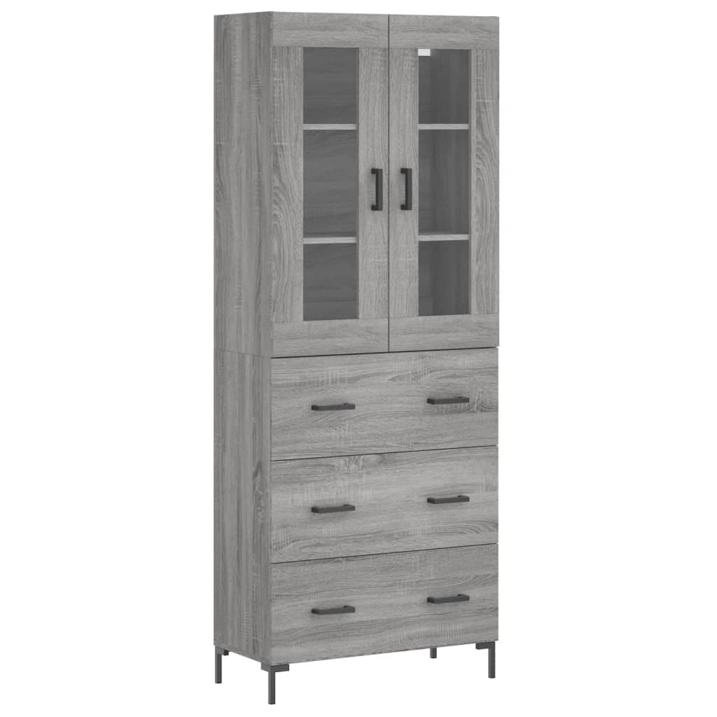 Highboard Grey Sonoma 69,5x34x180 cm Engineered Wood