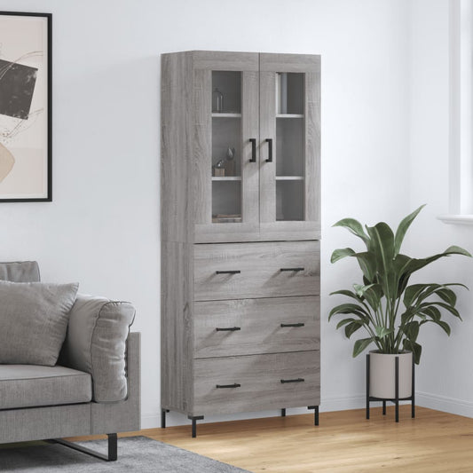 Highboard Grey Sonoma 69,5x34x180 cm Engineered Wood