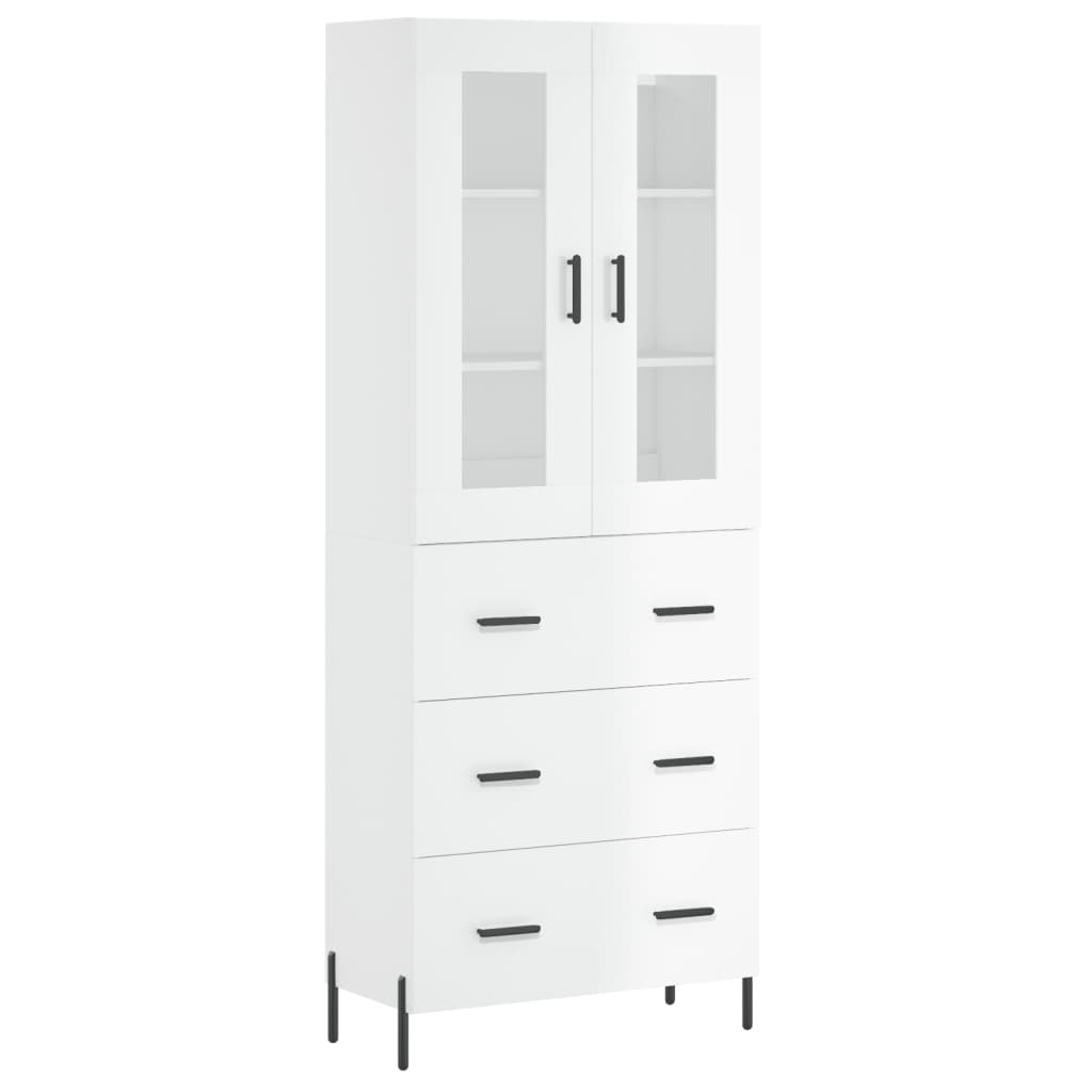 vidaXL Highboard High Gloss White 69.5x34x180 cm Engineered Wood