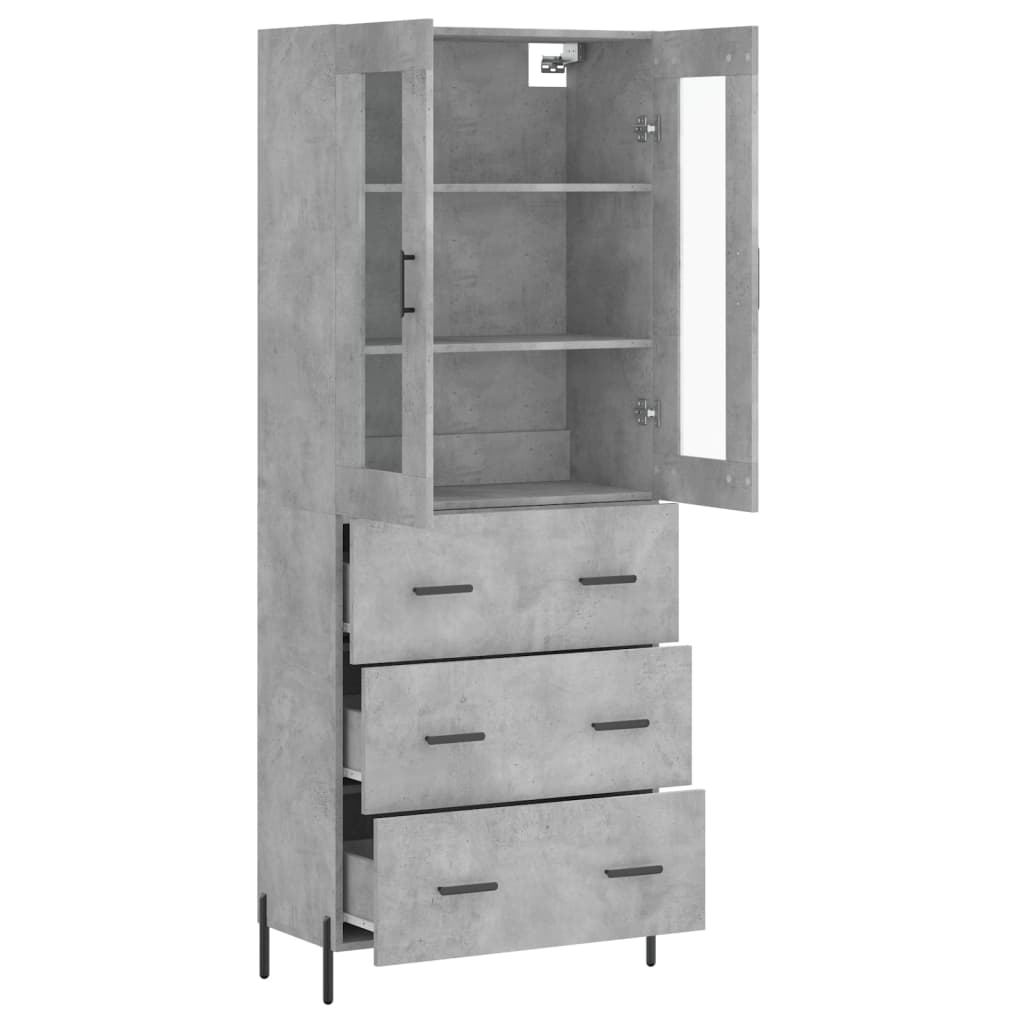 Highboard Concrete Grey 69,5x34x180 cm Engineered Wood