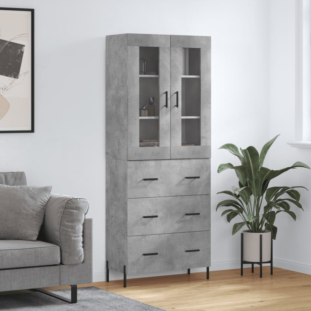 Highboard Concrete Grey 69,5x34x180 cm Engineered Wood