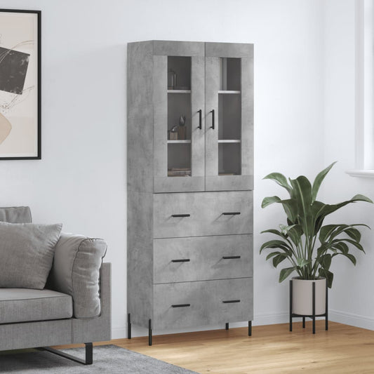 Highboard Concrete Grey 69,5x34x180 cm Engineered Wood