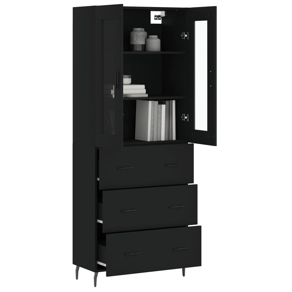 vidaXL Highboard Black 69.5x34x180 cm Engineered Wood